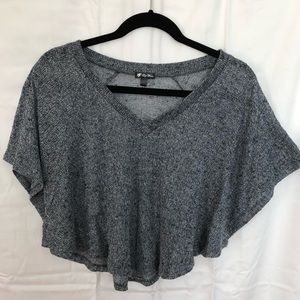 Crop Gray Sweater - poncho style